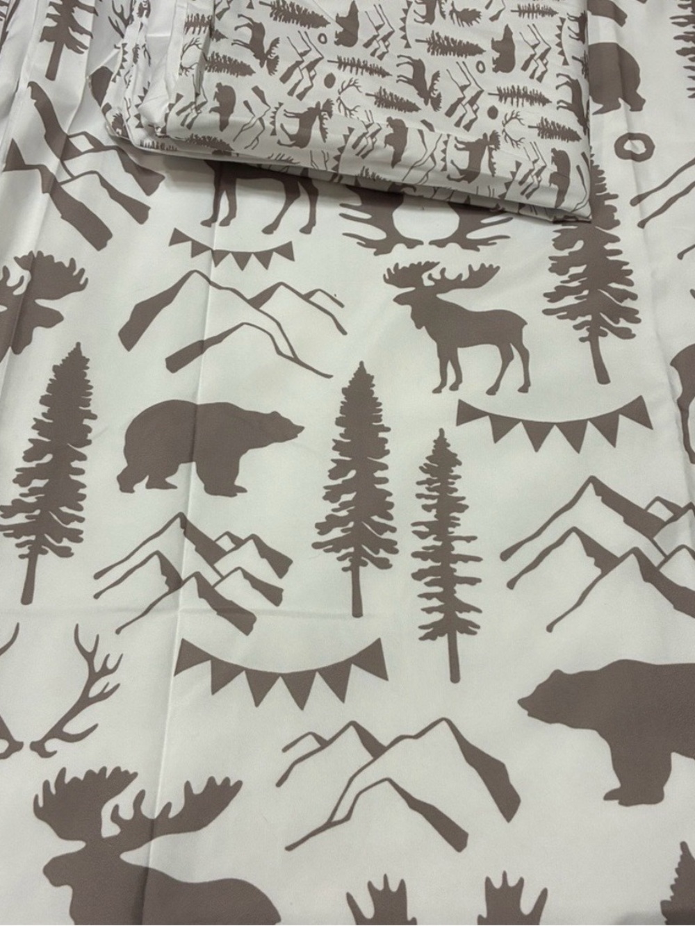 Taupe and White Woodland Animals Duvet Cover and Pillow Case